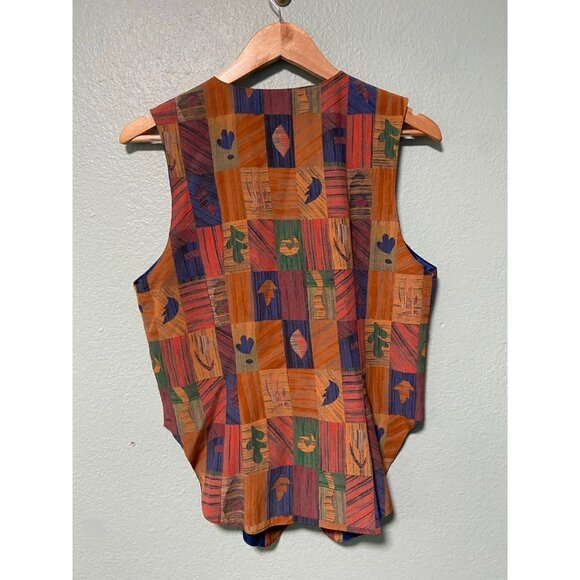 Vintage Karen‎ Kane Orange Leaf Button Up Vest Size Medium - Picture 2 of 8